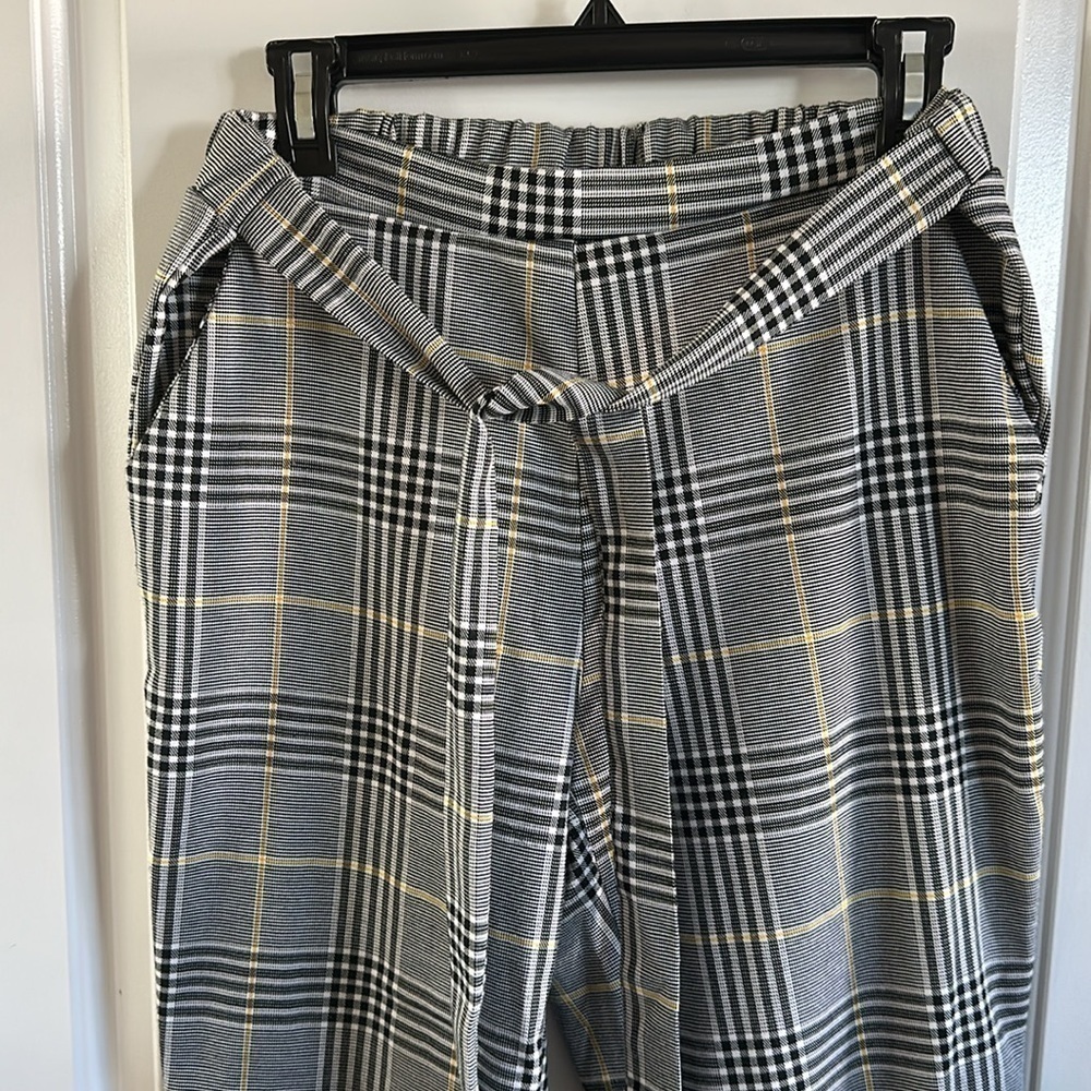 Mosaic & Co Plaid Trousers Pants W/ Belt - Picture 2 of 9